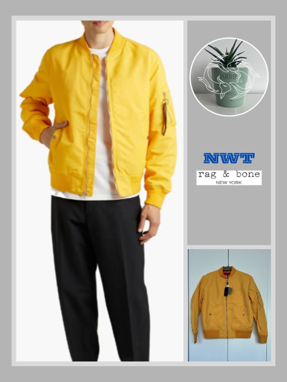 rag & Bone - Men's Archetype Recycled Manston Bomber Jacket In Yellow (S)